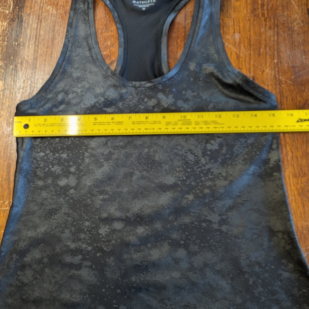 Athleta Shanti Misty Lace Print Tank Top Womens Size M Black Silver Athleisure - Picture 6 of 7